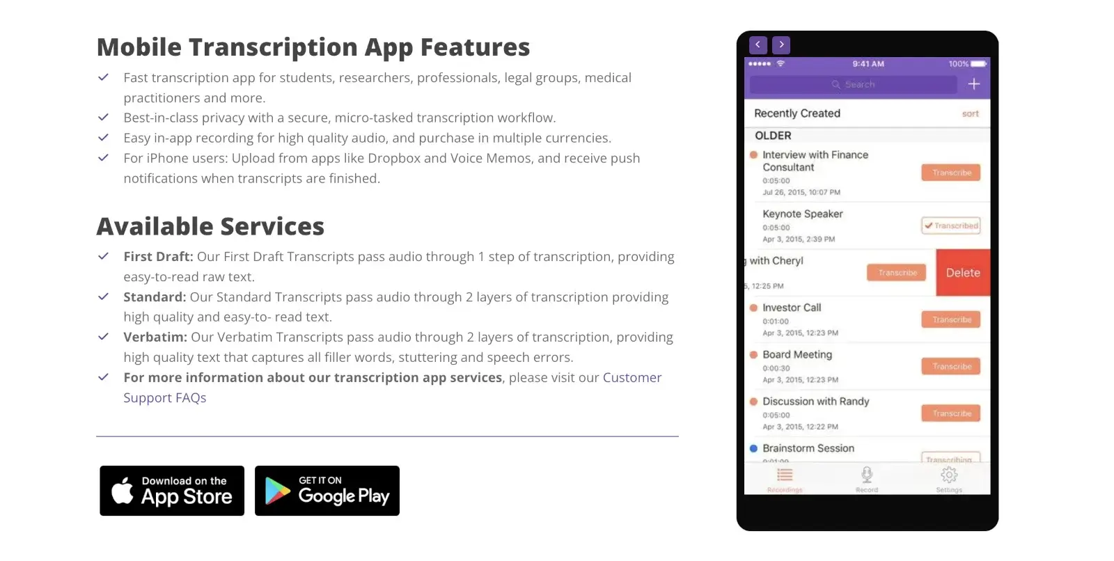 TranscribeMe Review - TranscribeMe Mobile Application