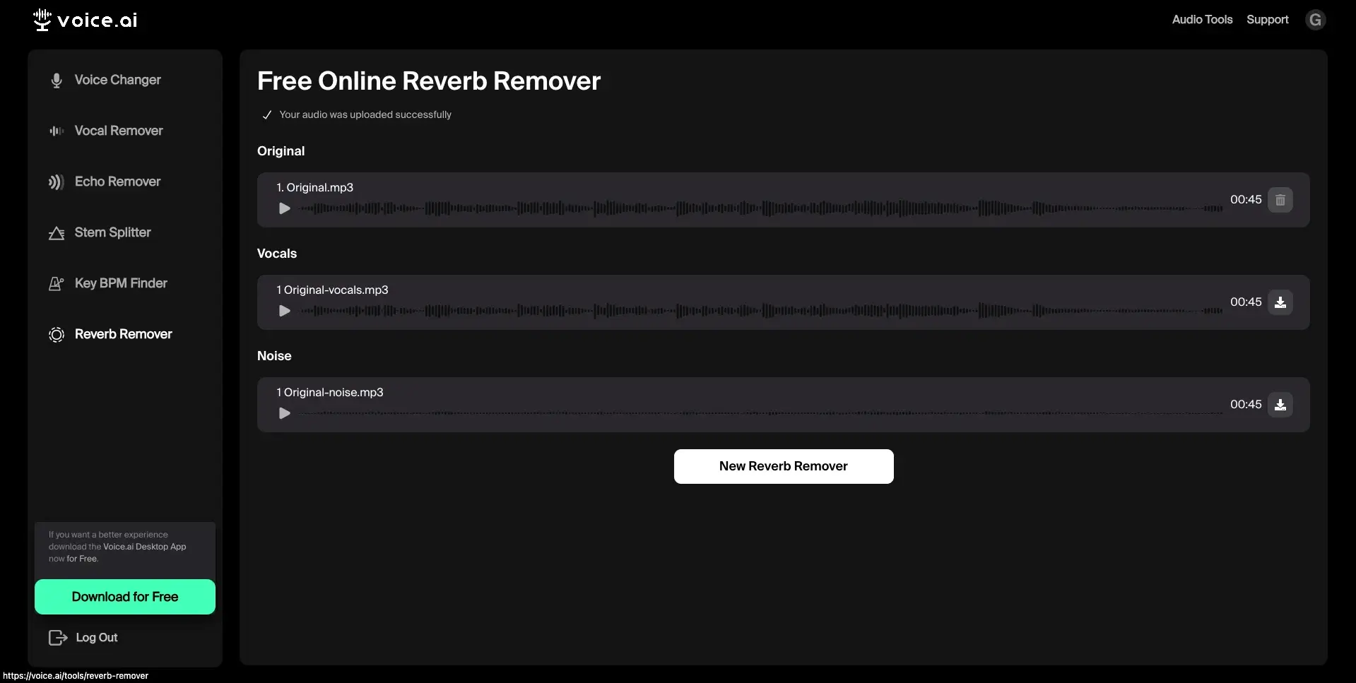 Reverb Remover Results