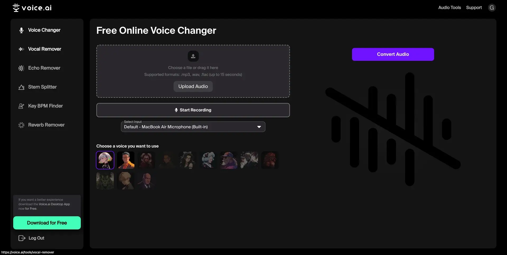 Voice Changer Results