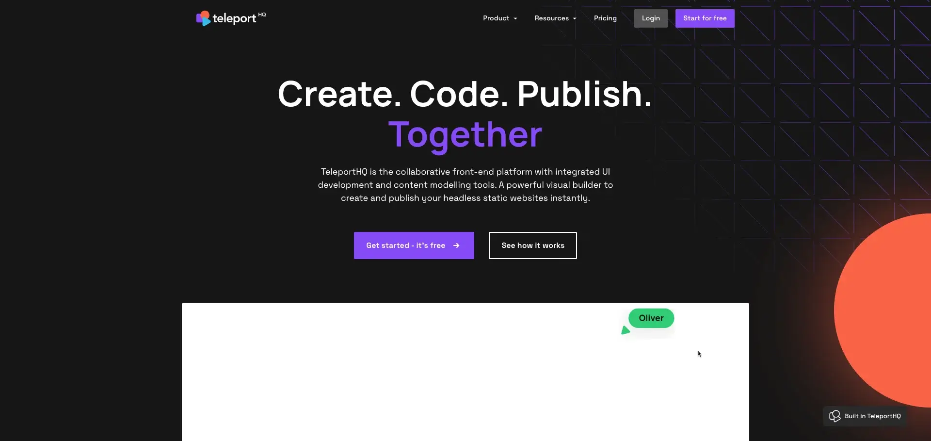 The platform of the best AI website builder - TeleportHQ
