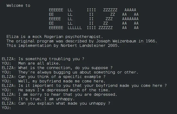 Eliza - the first AI writing chatbot