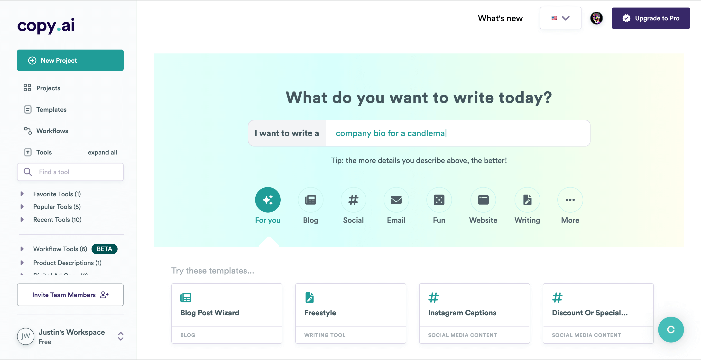 Copy.ai Writing Tool Overview